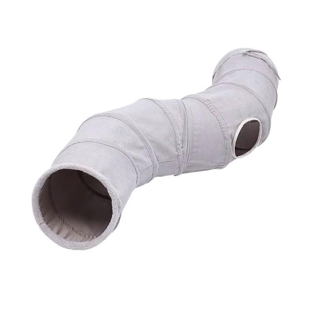【Petvibe】折疊絨布貓隧道(貓隧道/貓咪隧道/貓咪隧道玩具/絨布貓隧道/貓玩具/貓咪玩具/S型貓隧道)