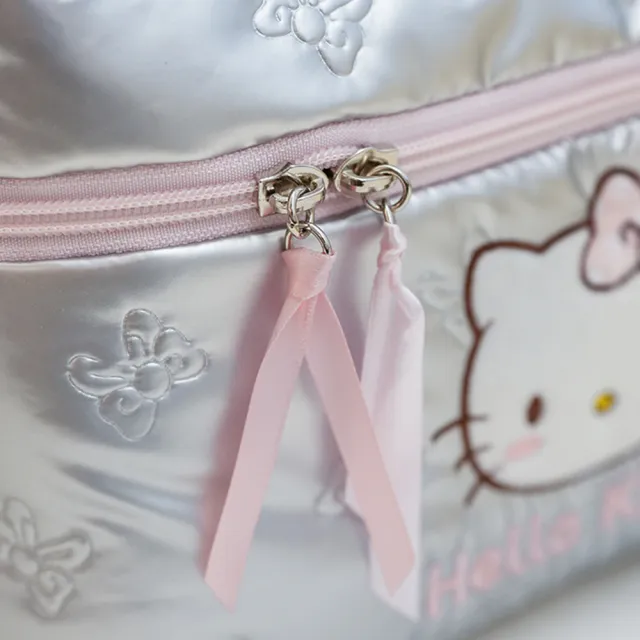 【SANRIO 三麗鷗】雙11 凱蒂貓彼安諾刺繡手提化妝包 (Hello kitty/Piano)