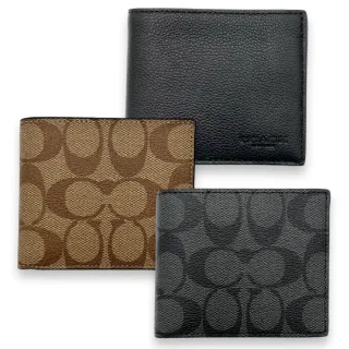 【COACH】男生短夾 多卡 經典緹花LOGO PVC 防刮皮革 對開 男款 皮夾(CY394 多色可挑)