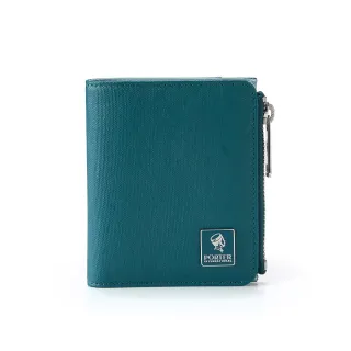 【PORTER INTERNATIONAL】復古品味MORI雙折零錢短夾(湖水綠)