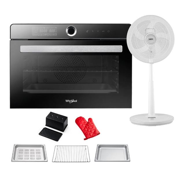 【Whirlpool 惠而浦】超值組合 WSO322EB 32公升獨立式蒸烤箱+ SAMPO 14吋微電腦遙控DC節能風扇