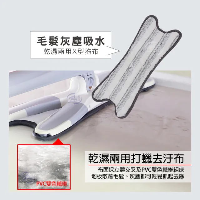 【百鈴】易秒擰免沾手X型加大平板拖把-乾濕兩用X型拖布-12片(需搭配易秒擰免沾手X型加大平板拖把)