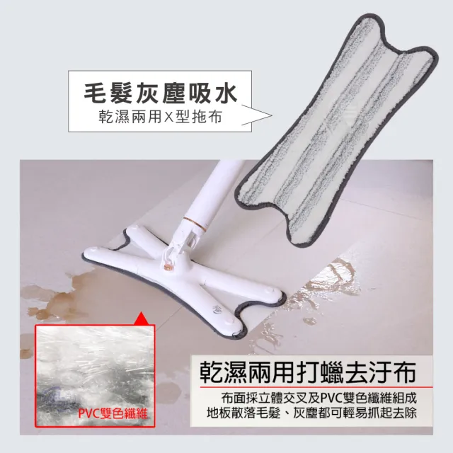 【百鈴】易秒擰免沾手X型豪華平板拖把-乾濕兩用X型拖布-12片(需搭配易秒擰免沾手X型豪華平板拖把)