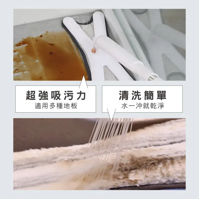【百鈴】易秒擰免沾手X型豪華平板拖把-乾濕兩用X型拖布-6片(需搭配易秒擰免沾手X型豪華平板拖把)