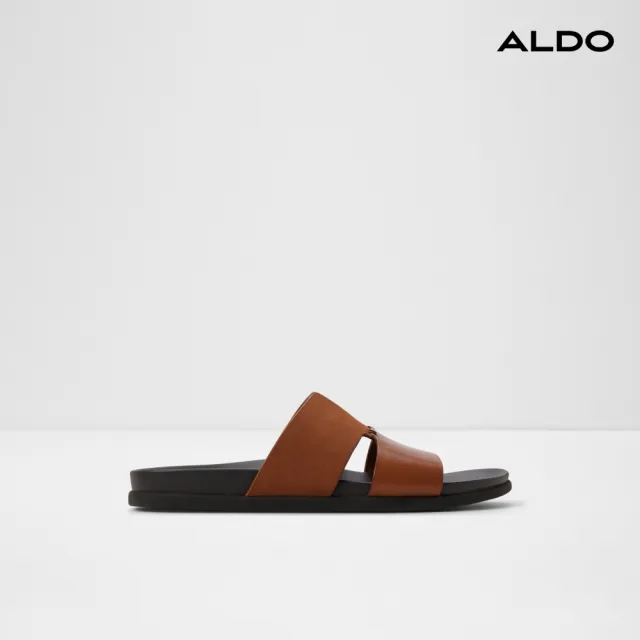 【ALDO】MARCELO-質感雙帶真皮涼拖鞋-男鞋(咖啡色)