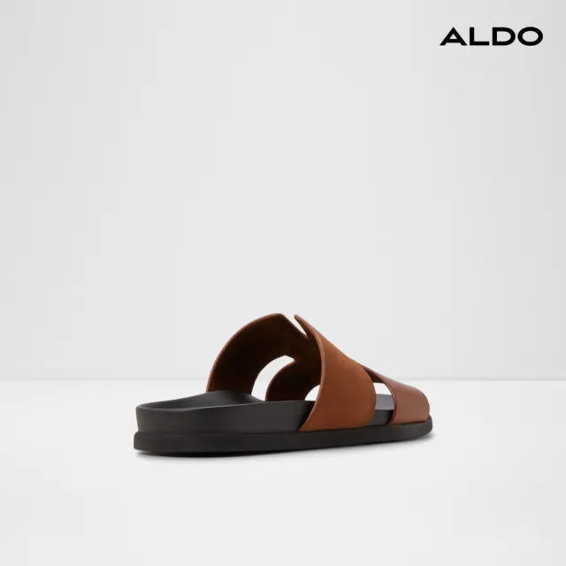【ALDO】MARCELO-質感雙帶真皮涼拖鞋-男鞋(咖啡色)