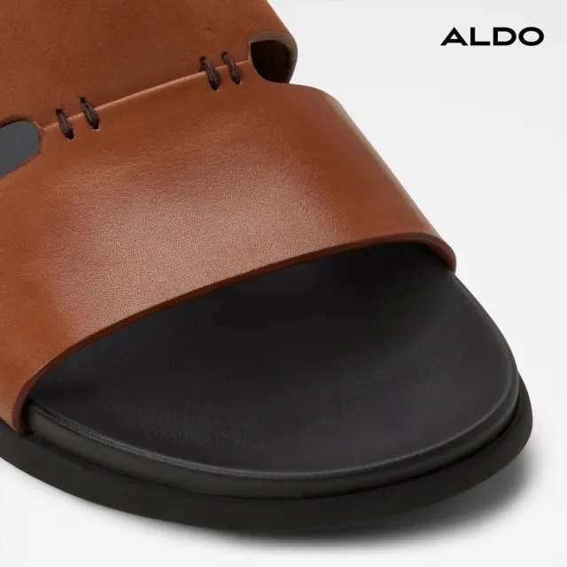 【ALDO】MARCELO-質感雙帶真皮涼拖鞋-男鞋(咖啡色)