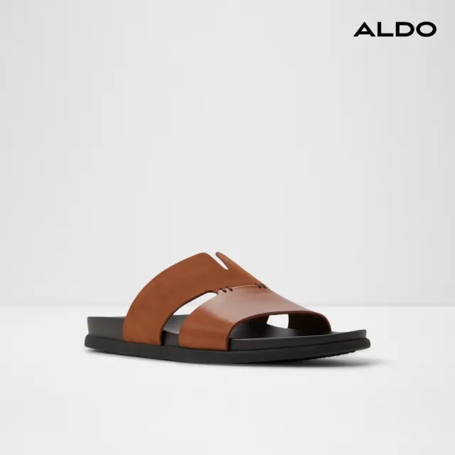 【ALDO】MARCELO-質感雙帶真皮涼拖鞋-男鞋(咖啡色)