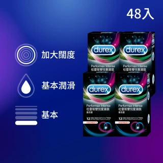 【Durex 杜蕾斯】雙悅愛潮裝衛生套4盒(共48入 保險套/衛生套/避孕套/安全套/避孕/保險套推薦)