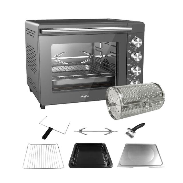 Whirlpool惠而浦 WTOM304CG 烤箱，容量30-40L，內部不鏽鋼材質，具備發酵功能、上下溫控獨立及專業烘焙功能，適閤家庭烘焙與發酵需求。尺寸寬45.2 x 深40 x 高34 cm，重量7.8kg（不含配件），電壓110V/60Hz，消耗功率1400~1500W。產地中國，保固1年，BSMI許可字號R35769。高效能家用烤箱，輕鬆製作麵包、蛋糕與優格。