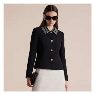 【JESSICA】出清品 簡約刺繡花領修身短款西裝外套J30508