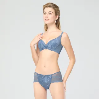 【Swear 思薇爾】撩波巴黎之春系列M-XXL全蕾絲中腰三角女內褲(鈷藍色)