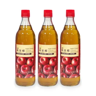 【台糖】蘋果醋 600ml/瓶 x3入(天然釀造醋+蘋果汁 添加台糖果寡醣 蜂蜜)