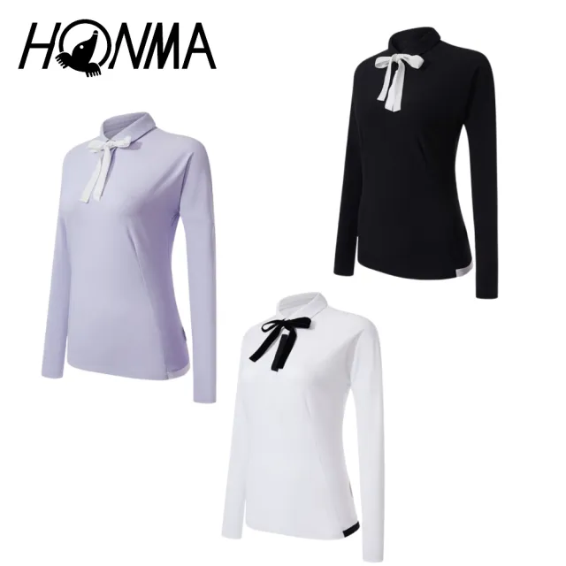 【HONMA 本間高爾夫】女款長袖緞帶POLO衫 2025春夏款 日本高爾夫專業品牌(XS-L 多色任選HWKQ705R614)