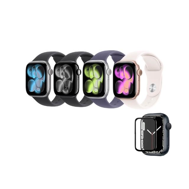鋼化保貼組【Apple】Apple Watch S11 LTE 46mm(鋁金屬錶殼搭配運動型錶帶)