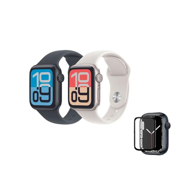 鋼化保貼組【Apple】Apple Watch SE3 GPS 40mm(鋁金屬錶殼搭配運動型錶帶)