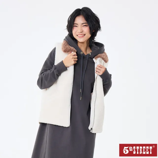 【5th STREET】女裝 背心外套 毛感背心 白色(550045)