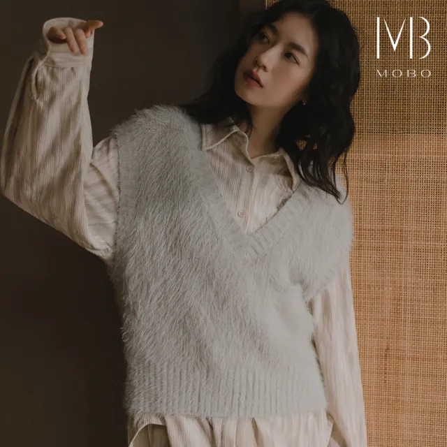 【MO-BO】精緻Q彈仿貂絨毛毛口袋背心