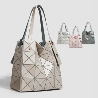 【Urban & Chic】質感日系幾何幻彩立體菱格包 小方包 手提包 托特包 通勤包 (多色任選)