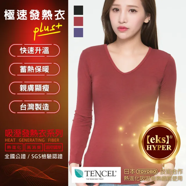 【富立金】極速升溫熱進化plus男/女V領發熱衣 加碼送BVD浴巾(L280/L281+B06001 內著 保暖機能 MIT)