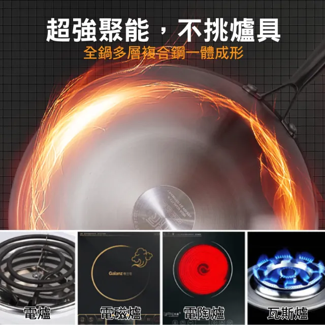 【鼎匠】升級鈦黑立體滿版蜂巢★七層複合金304不鏽鋼不沾炒鍋32cm(可立玻璃蓋 不挑爐具 煎鍋)