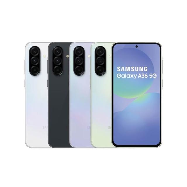 SAMSUNG三星 Galaxy A36 SAMSUNG三星 Galaxy A36 搭載 Snapdragon 6 Gen 3 八核心處理器,時脈高達 2.4GHz,提供流暢效能與長效電池續航。6.7吋 FHD+ 超大螢幕,解析度 1080 x 2340,適合追劇與遊戲。後置 5000萬 + 800萬 + 500萬主相機,前置 1200萬自拍鏡頭,捕捉高畫質影像。前置 8GB RAM 搭配 128GB 內建儲存,支援 Android 作業系統與 5G 高速網路。IP67 防水防塵設計,機身輕薄僅 7.4mm 厚、195g 重量,雙卡雙待機方便使用。電池容量 5000mAh,支援長時間通話與待機。顏色選擇包括夜光紫、秘境黑、滑雪白、極光綠,適合各種風格。詳細規格以原廠為準,NCC 認證碼 CCAH255G0020T2。