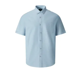【G2000】男襯衫 時尚水洗口袋款純棉牛津紡短袖襯衫-粉藍色(5113001872)