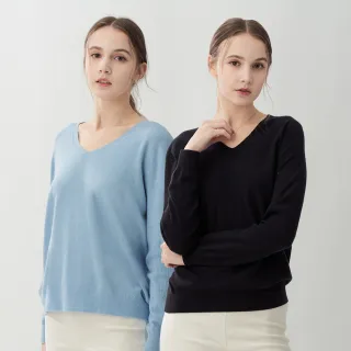 【pierre cardin 皮爾卡登】網路獨家 女款 7A抗菌親膚顯瘦修身V領針織羊毛長袖上衣(多色任選)