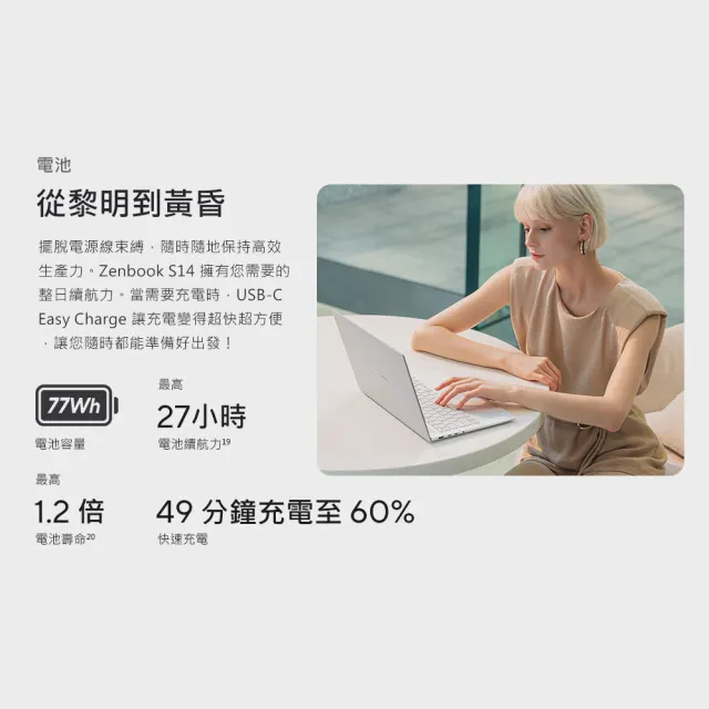 【ASUS 華碩】14吋Ultra9輕薄AI筆電(ZenBook S14 UX5406AA/Ultra9-386H/32G/1TB SSD/W11/3K OLED/EVO)