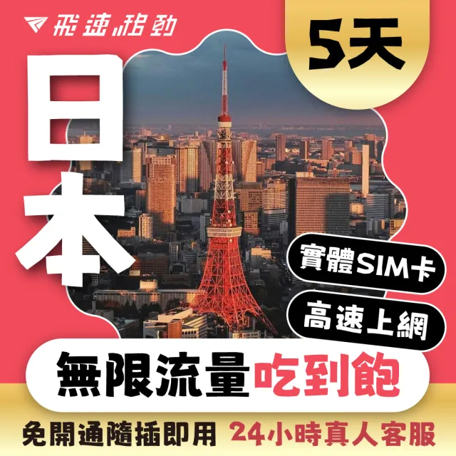 【飛速移動】日本5天｜高速上網 無限流量吃到飽(旅遊上網卡 日本 網卡 日本網路 日本網卡)