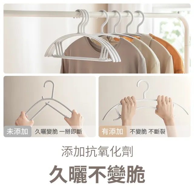 【hoi! 好好生活】抗UV無痕衣架10入 基礎款-白