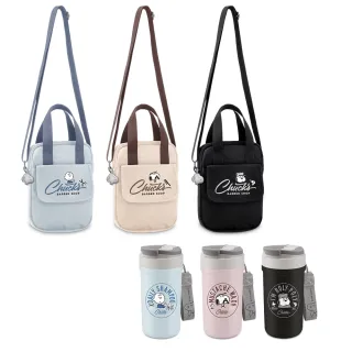 【SENSE LAB . 好感製所】Snoopy史努比 復古理髮廳隨行雙飲真空保溫杯600ml+隨行輕巧斜背袋組