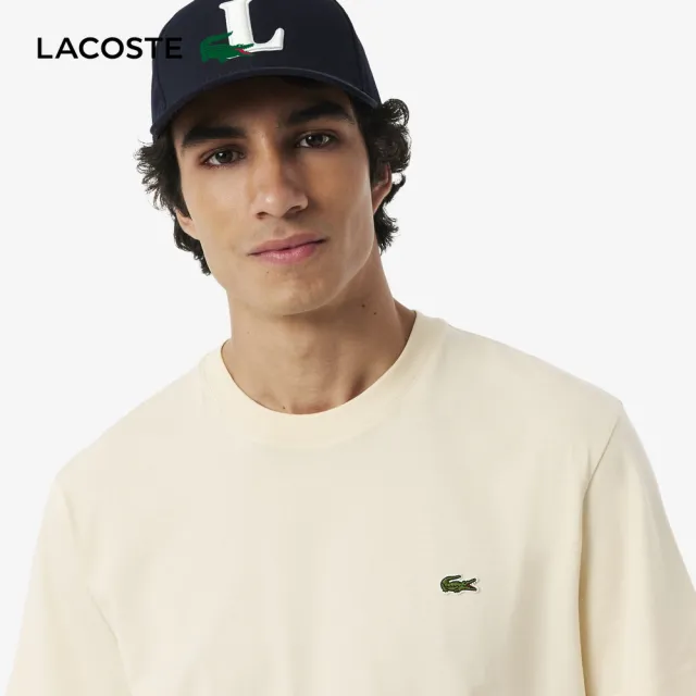 【LACOSTE】男裝-經典版型logo棉質短袖T恤(米白色)