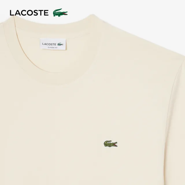 【LACOSTE】男裝-經典版型logo棉質短袖T恤(米白色)