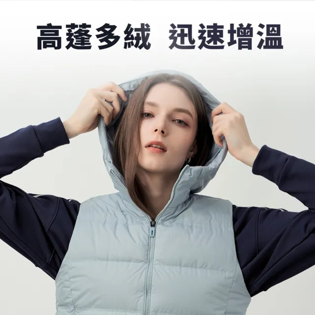 【ELLE ACTIVE】女款 90%高含絨連帽羽絨背心-水藍色(EA25A3W6001-32)