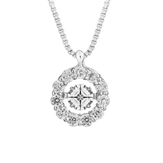 【Crossfor New York】日本原裝純銀項鍊 閃耀的花純銀懸浮閃動項鍊(提袋禮盒生日禮物 情人節送禮)