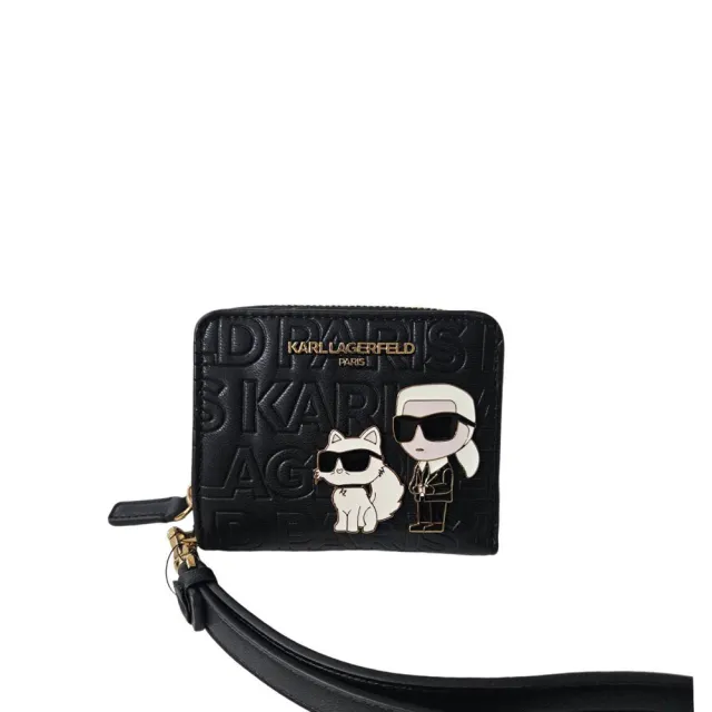 【KARL LAGERFELD 卡爾】KARL LAGERFELD 超亮眼可愛圖案可手提短夾(送禮)