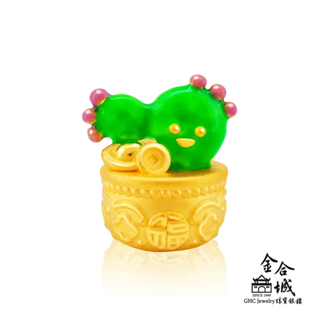 【金合城】多肉精靈黃金擺件-梨果仙人掌 MNA007(金重約0.69錢)