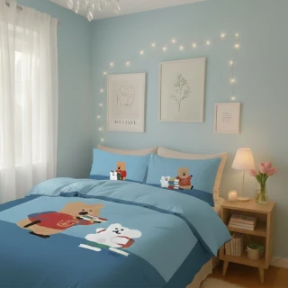 【戀家小舖】MIT卡通正版授權磨毛雙人被套-上學筆記-呆萌町(182x 212cm)