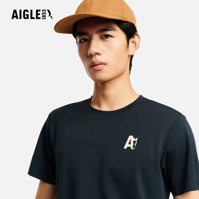 【AIGLE】男 抗UV快乾短袖T恤｜AG-6P133(馬年限定款 抗UV 防曬 男 上衣 男 T恤 吸濕快乾)