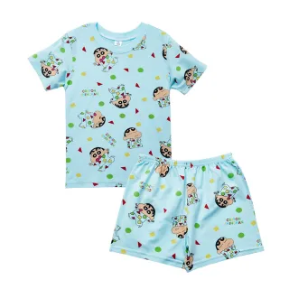 【ONEDER 旺達】蠟筆小新 純棉短袖套裝 野原新之助短袖睡衣 短袖家居套裝(兒童睡衣/100%棉質/正版授權)