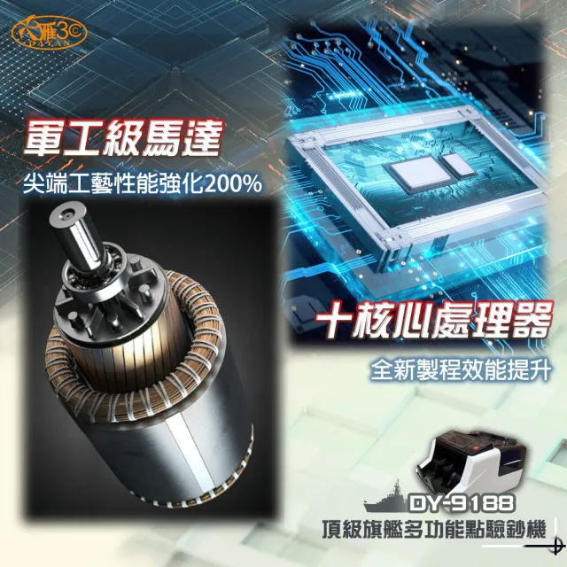 【DAYAN 大雁】DY-9188 頂級旗艦多功能點驗鈔機(六國鑑偽 混鈔合計 面額顯示)