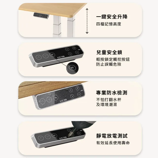 【Loctek 樂歌】F4 電動升降桌 140*80三節四腳穩如泰山版承重200公斤(免費安裝/工作桌/會議桌/電腦桌/餐桌)