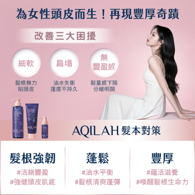 【美吾髮】AQILAH髮本對策 雙胜肽強韌修護髮膜170g(護髮/撫平毛躁/高效滲透滋養/髮絲持久彈亮)