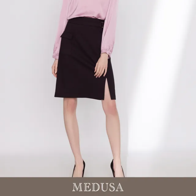【MEDUSA 曼度莎】現貨-微光氣質側釦西裝短裙（M-XL）｜短裙 上班穿搭 西裝裙（701-22704）