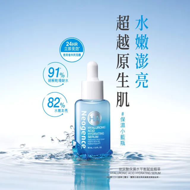 【Neogence 霓淨思】玻尿酸保濕水平衡賦能精華30ml-2入