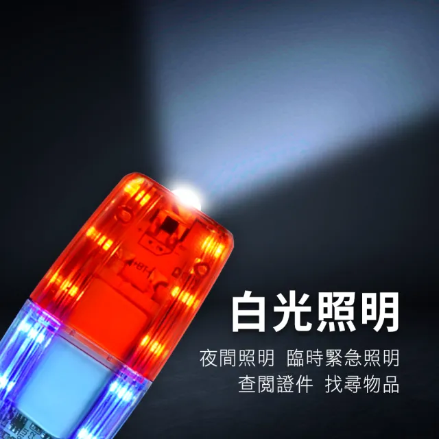 【SMILE】防撞警示燈 紅藍爆閃燈 充電 腳踏車燈 警用肩燈 165-FRBL3(LED肩燈 牢固背夾 警示燈)