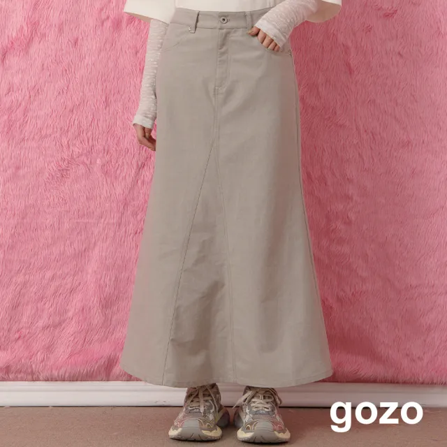 【gozo】後腰打褶修身魚尾長裙(兩色)
