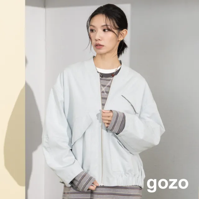 【gozo】V領抽皺率性飛行夾克(兩色)