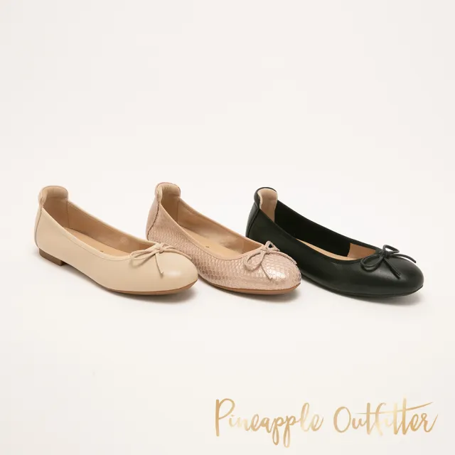 【Pineapple Outfitter】可愛蝴蝶結平底百搭娃娃鞋DEA(黑色)